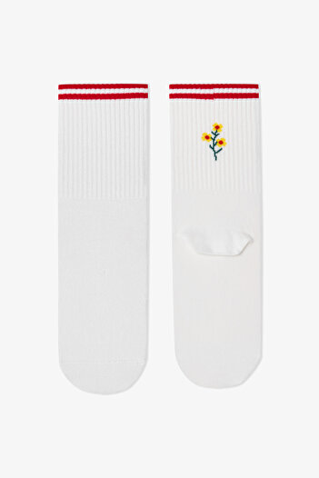 Penti 3 Pairs Cotton Floral Embroidered Tennis Socks