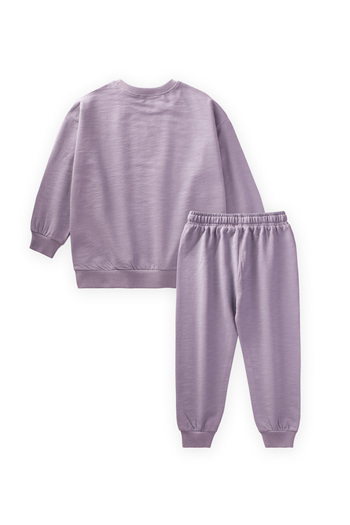 Cigit Basic Sweatshirt Set 3-8 Years Purple