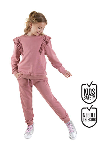 Denokids Σετ αθλητική φόρμα Dusty Rose για κορίτσια με βολάν
