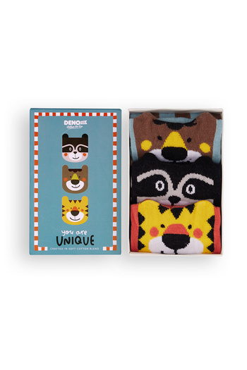 Denokids Animals Boy's 3-Piece Boxed Socks