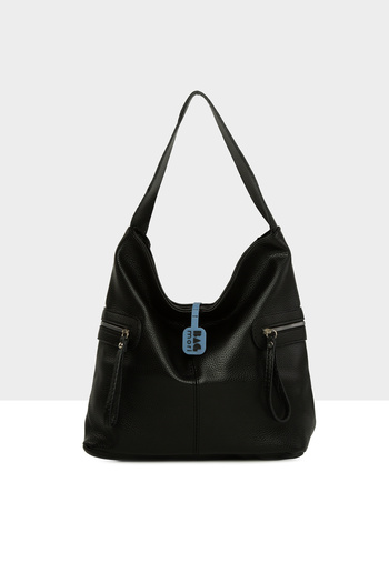 Bagmori Black Women's Textured Side Zipper Detailed Casual Bag M000008643