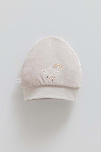 Caramell Star Point Embroidered Velvet Beret Gray
