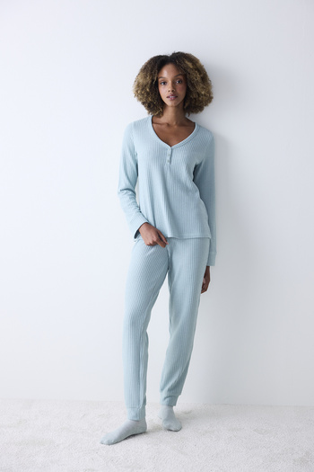 Penti Weiches hellgrünes Hosen-Pyjama-Set
