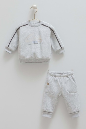 DIGERUI Animals World Hello Printed Bottom Top Set Gray