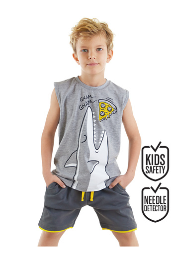 MSHB&G Pizzeria Shark Sommer-Set aus ärmellosem T-Shirt und Shorts für Jungen