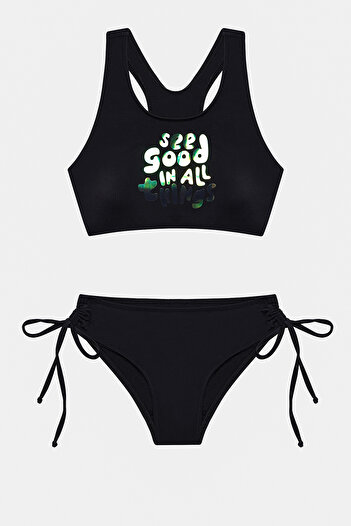 Penti Hologramm-Bikini-Set mit schwarzem Neckholder für Teenager-Mädchen