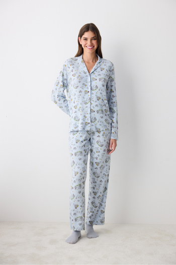 Penti Lazy Weekend Hellblau Hemd Hose Pyjama Set