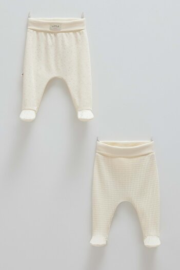 Caramell Soft Color Double Pants with Patickles Ecru