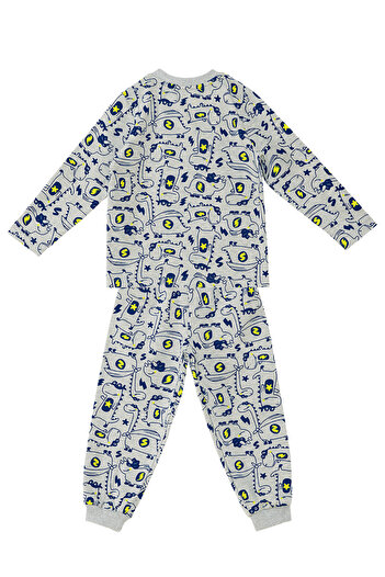 Denokids Graues Pyjama-Set mit Super-Dino-Motiv für Babys