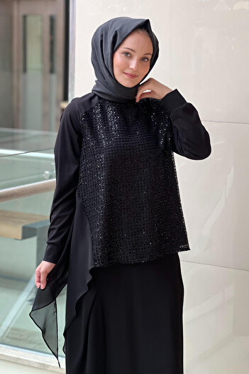 FUAT GÜRSEN Sequin Detailed Asymmetrical Skirt Suit