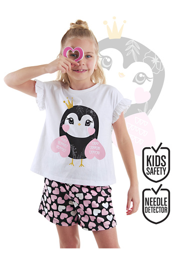 Denokids Σετ σορτς καλοκαιρινό μπλουζάκι Heart Owl Girl
