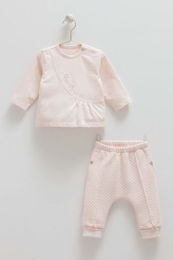 DIGERUI Lobe Hugs Flower Embroidered Top and Bottom Set Pink