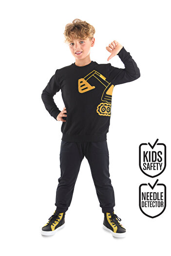 Denokids Scoop Jungen Sweatshirt, Schwarz
