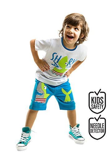 Denokids Set de pantaloni scurți tricou de vară pentru băieți Shark Island