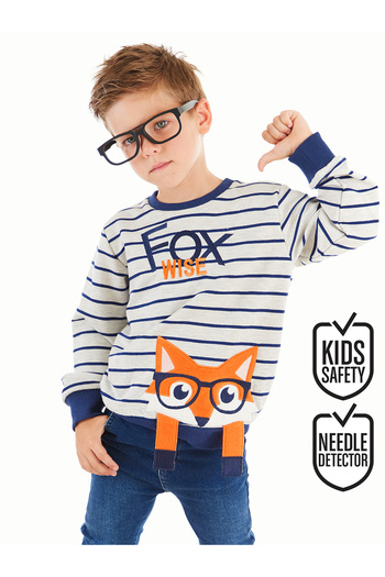 Denokids Світшот для хлопчика з довгим рукавом у смужку з лисицею