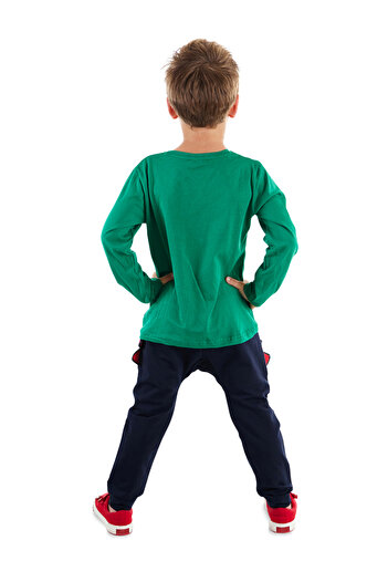 Denokids Dino mintás fiú téli szett - póló és nadrág szemüveggel