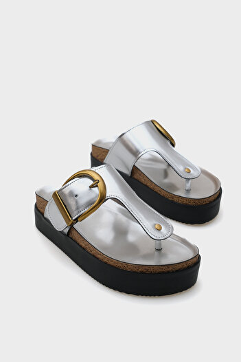 Capone Outfitters Margot Wedge Heeled Flip Flop Single Buckle Women's Comfort Slippers