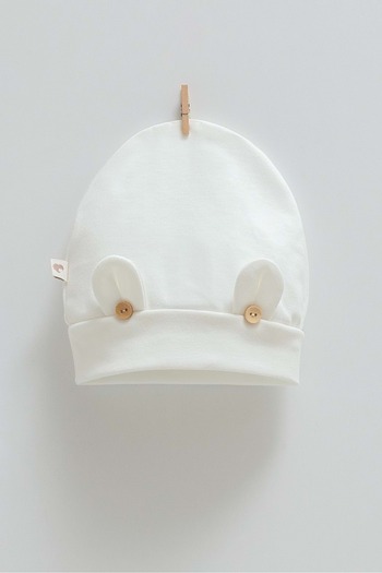 DIGERUI Cute Bear Detailled Beanie Ecru