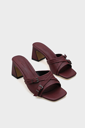 Capone Outfitters Neda Medium Heeled Double Buckle Women's Slippers