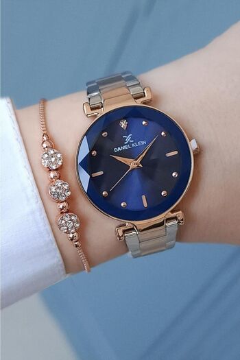 Daniel Klein New Model Cut Glass Steel Bracelet Rose Gold/metallic Women's Wrist Watch + Zircon Stone Bracelet
