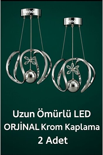 VENON 2 Adet Ledli 3 RENK Damla Krom Kaplama Salon Mutfak Oda Hol Ledli Avize Yatak Odası Aydınlatma