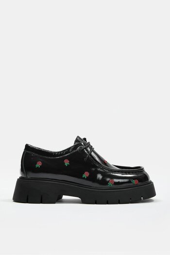 NILUFARR Freya Black Patent Leather Genuine Leather Women's Loafer