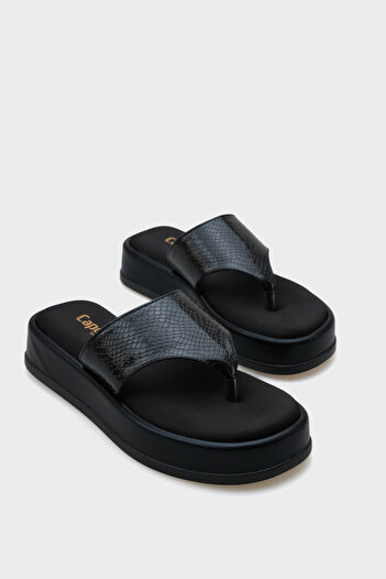 Capone Outfitters Margalo Wedge Heeled Stone Flip Flops Women's Slippers