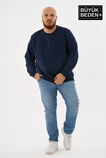 Superlife Erkek Büyük Beden Bisiklet Yaka İnce Sweatshirt – Regular Fit %64 Pamuklu SPR26BSW956