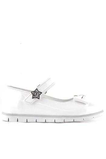 Rakerplus White Patent Leather Bow and Star Detailed Velcro Girls' Ballerinas