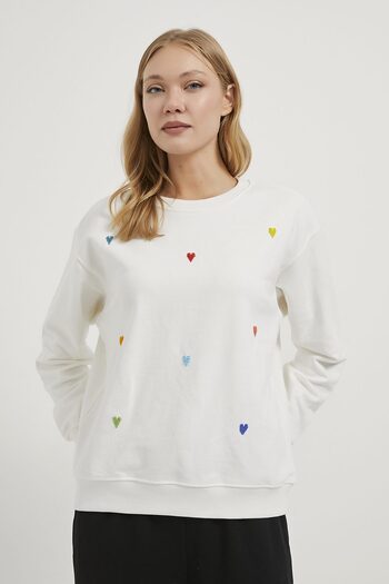 Arma Life Armalife 4013 Heart Beaded Embroidered Bisyak Collar Women's Sweatshirt