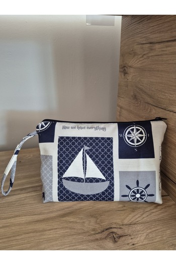 Handream Sailor Pattern Polyester Fabric Makeup/Hand Bag/Purse Organizer