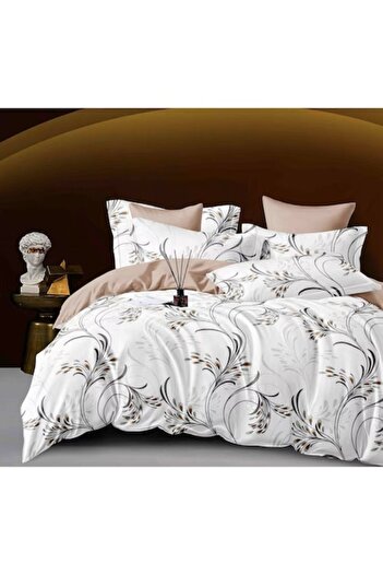 OEM Double Bed Linen Set, 6 Pieces, Fine Cotton, Elastic Sheet 180x200 cm, Duvet Cover 200x230 cm, Print