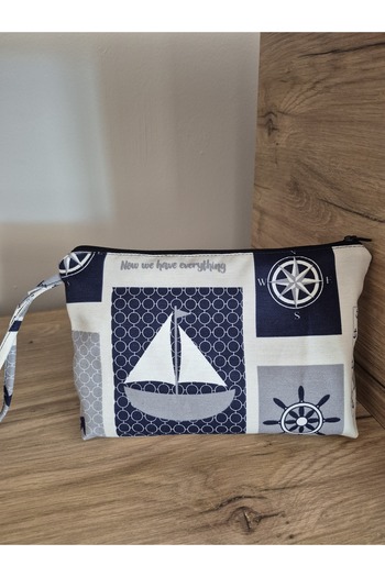 Handream Sailor Pattern Polyester Fabric Makeup/Hand Bag/Purse Organizer