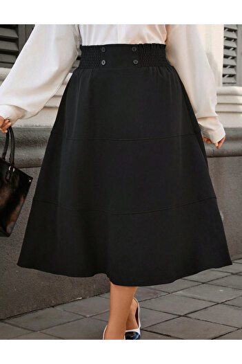SHEIN Curve+ midi skirt, black