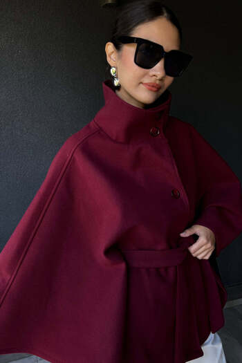 FABB Burgundy Poncho Cashmere Jacket