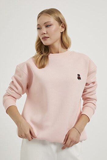 Arma Life Armalife 0096 Bear Embroidered Bis-Collar Shardedon Women's Sweatshirt
