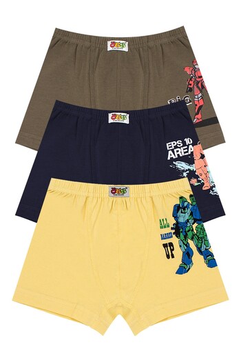 Öts Boys' Boxer 3-Pack Printed (96% Cotton - 4% Elastane)