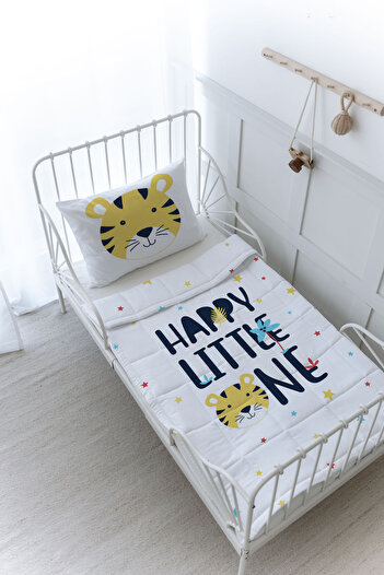 Tuğba Kuğu Organic Printed Baby (100X150) Quilt Set - Pure Baby Series - Happy Lion