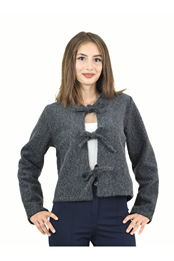 LyLGyM FASSION IS PASSION Women's Cashmere Jacket Tie-Up Crop Cardigan