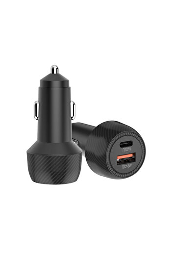 Techsuit Car Charger Fast Charge USB, Type-C, 48W C7, Black