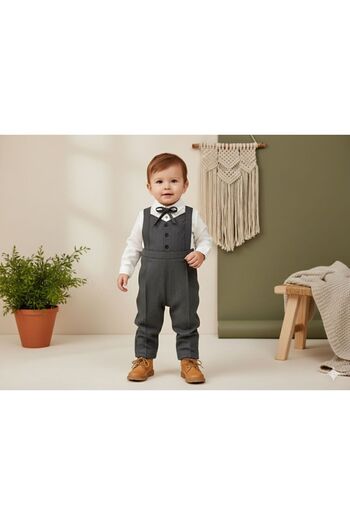 favorimkids Gray Jumpsuit with Vest Set Cotton Baby Kids 1-6 Years