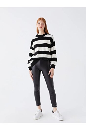 LC Waikiki Xside Black Women's Elastic Waist Solid Leggings