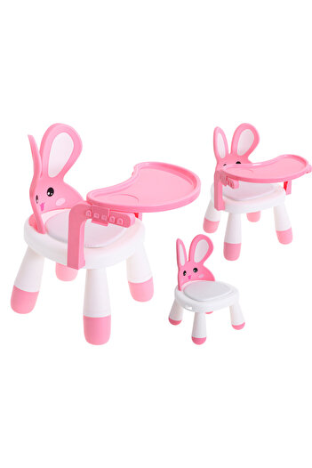 indiggo Children's 2in1 Bunny Dining Chair, Adjustable Height, Easy-Clean, Ergonomic&Portable, Ages 1+, Pink