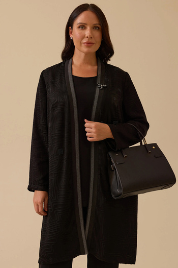 Gala-Xi Galaxi Women's Plus Size Patterned Cardigan Set 4001 Black