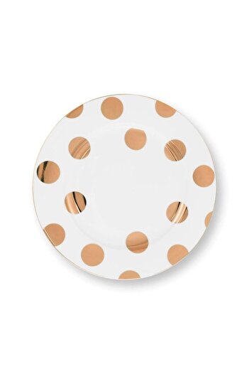 Pip Studio Set of 2 porcelain plates, Pip Studio, Breakfast, Dot Delight White, 23 cm, Dot Delight collection
