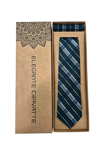 Elegante Cravatte Striped Green Color Tie - Special Boxed
