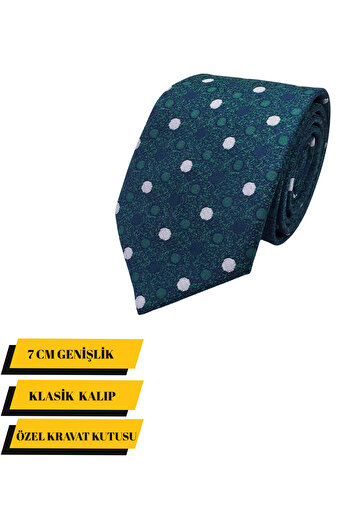 Elegante Cravatte Puan Pattern Navy Blue Green Tie - Special Boxed