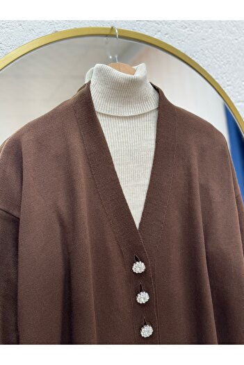 MİHRA STORE Evin 7 Daisy Button Cardigan-Zi̇6183 Brown