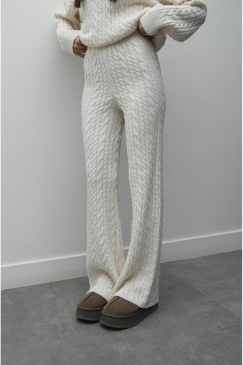 Baby xclub Women's Cream Scarf Hair Braided Cotton 3-Piece Knitwear Set