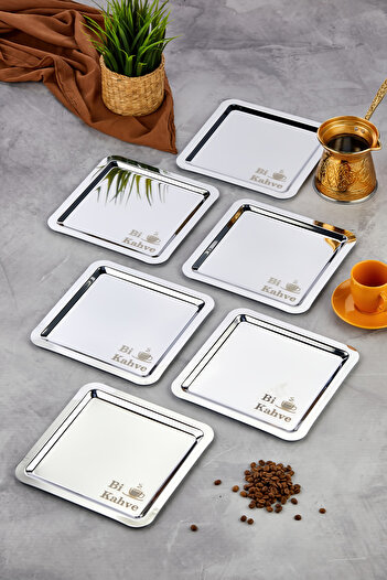 EMBazaar 6-Piece Bi Coffee Metal Coffee Presentation Tray/ Square Coffee Tray/Tray